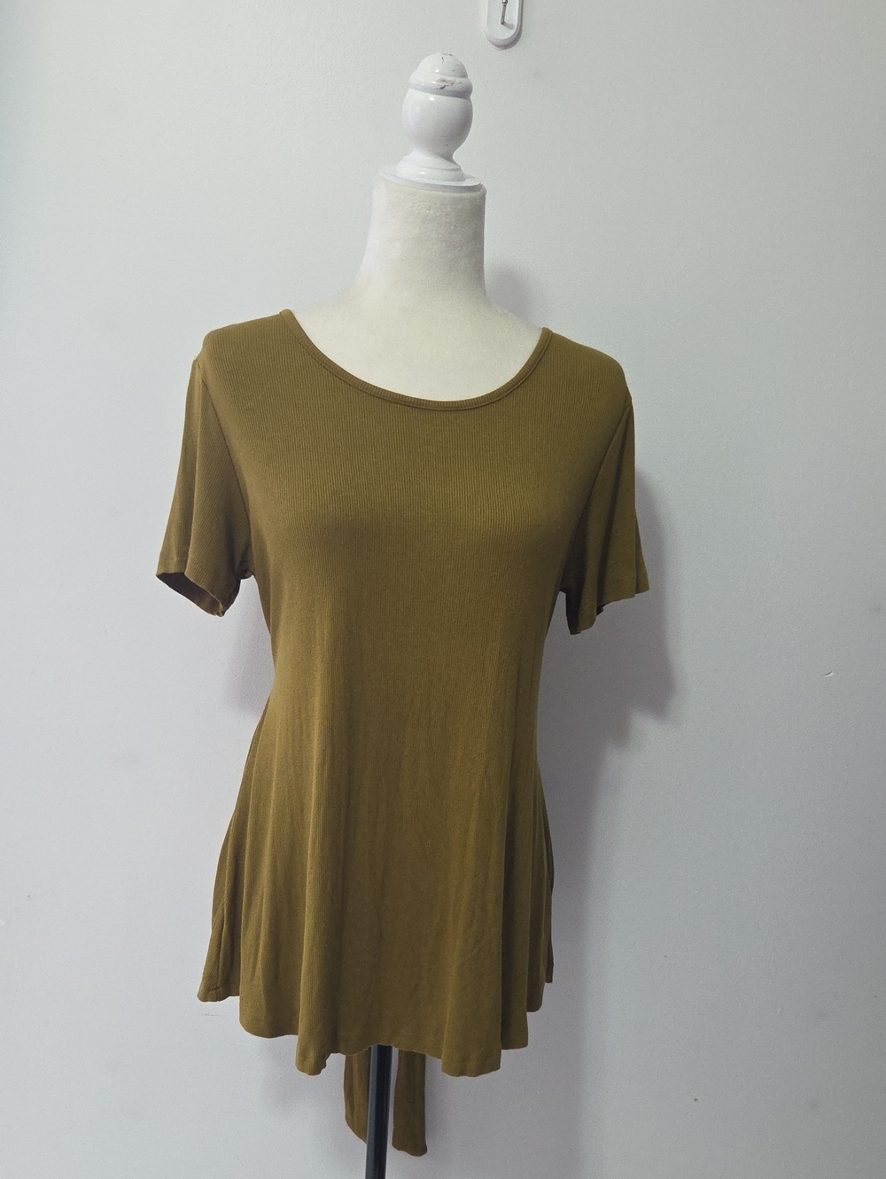 Women's Olive Short Sleeve Scoop Neck Maternity Swing Tee